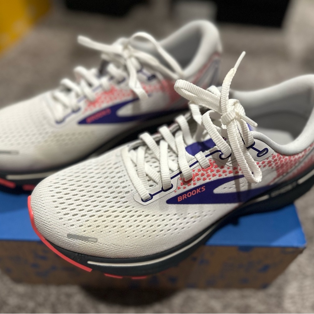 Brooks White and Pink Athletic Shoes